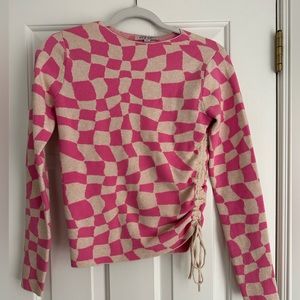 NEW WITH TAGS: VRG GRL Concrete Jungle Check Knit Top - Hot Pink - AUS 10/US 6